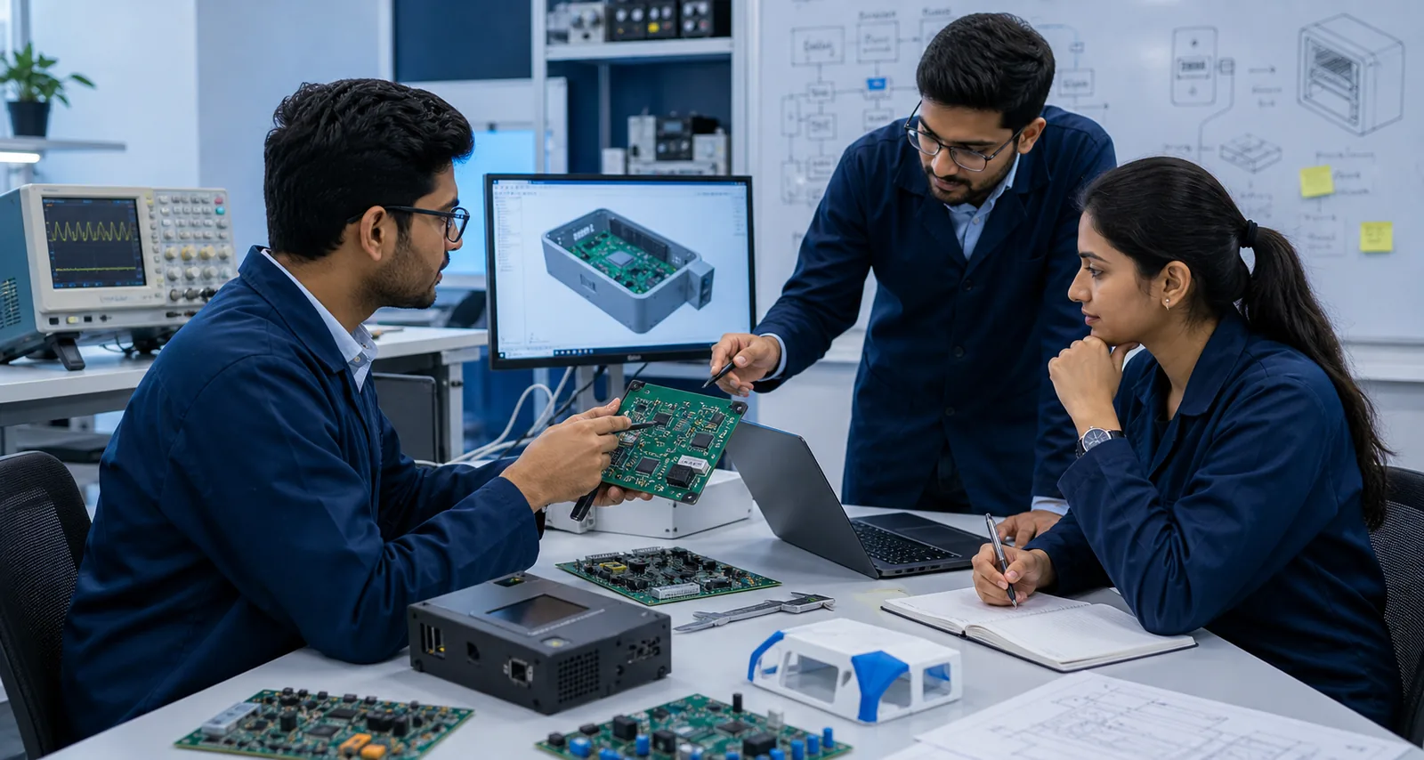 Custom electronics product development and prototyping workspace